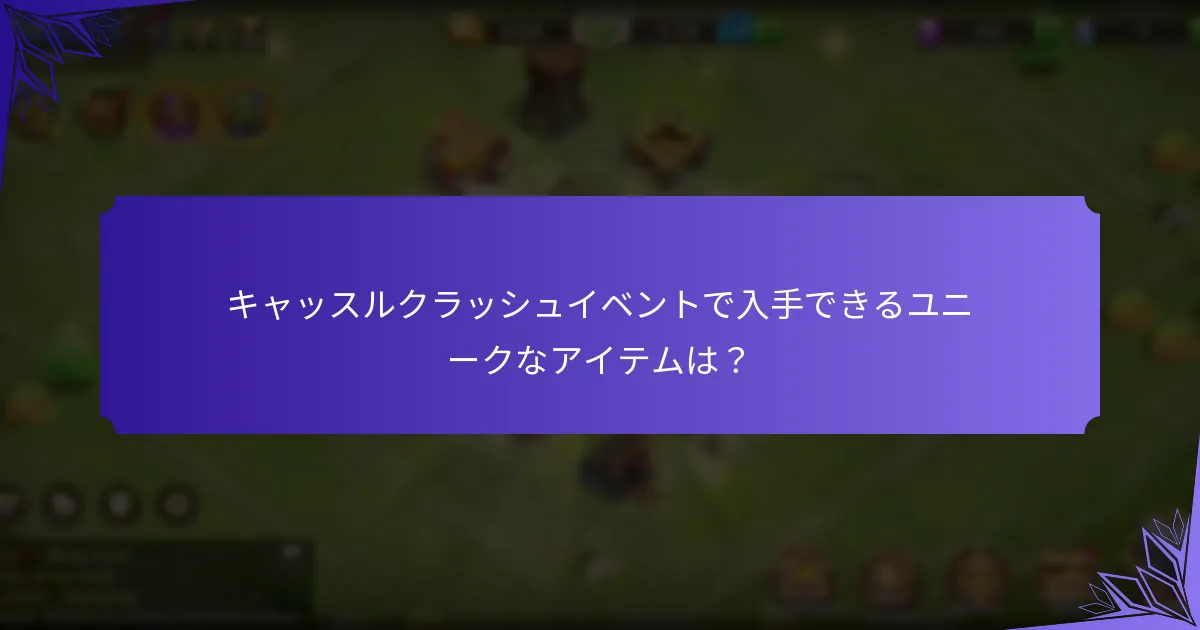 キャッスルクラッシュイベントで入手できるユニークなアイテムは？